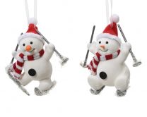 Figura božična snežak na smučkah 11 cm, Kaem.