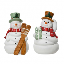 Figura božična snežak s smučko/darilce 20,6 cm, Kaem.