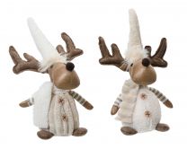 Figura božična jelenček belo/rjav 29 cm, Kaem.