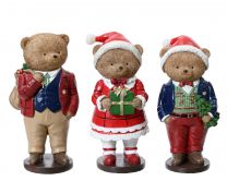 Figura božična medvedek rdečo/moder 14,5 cm, Kaem.