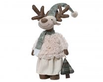 Figura božična gospa jelenček bež 82 cm, Kaem.
