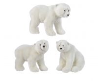 Figura božična medvedek bel 16 cm, Kaem.