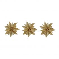 Okras novoletni roža na klipso zlata 3x10cm, set 3/1, Edel.