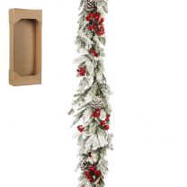 Girlanda novoeletna zasneženo rdeča 178 cm, Edel.