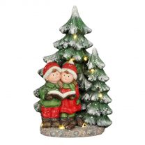 Figura božična fantek/punčka s smrečico led 27 cm, Edel.