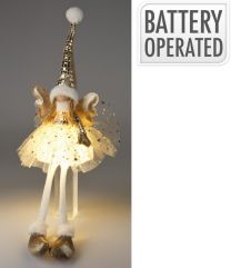 Figura božična punčka sedeča zlata led 60 cm, Koo.