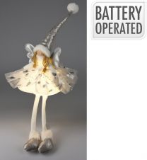 Figura božična punčka sedeča srebrna led 60 cm, Koo.