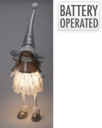 Figura božična punčka stoječa srebrna led 81 cm, Koo.