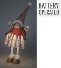 Figura božična punčka stoječa roza led 69 cm, Koo.