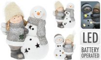 Figura božična angel punčka s snežakom 24 cm, Koo.