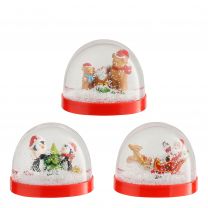 Krogla snežna Xmas figurice rdeče, 9x6,5cm
