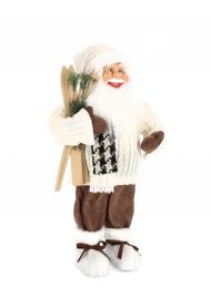 Figura božiček belo/rjav s smučkami 60 cm, Bizz.