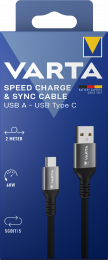 Kabel polnilni USBUSB/C, 60W 5Gbit/s, 2m, Varta