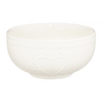 Skleda Galactic, bela, srčki, 13cm, porcelan
