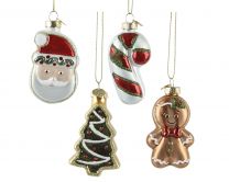 Okras novoletni steklen piškotkek 8 cm, Kaem.