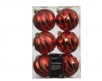 Bučke novoletne rdečo zlate, sijaj/mat plastične fi 8 cm, set 6/1, Kaem.