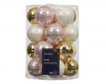 Bučke novoletne zlata/bela/roza steklo fi 60 mm, set 20/1, Kaem.