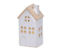 Hiška z LED lučko, porcelan, 8,7x6,7cm
