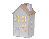 Hiška z LED lučko, porcelan, 6,2x7,4cm
