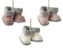 Okras novoletni copatek roza/bel 10x8 cm, Kaem.