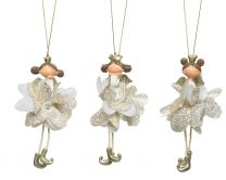 Okras novoletni angelček zlato/bel 12 cm, Kaem.