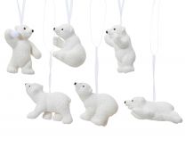 Okras novoletni medvedek svetlikajoč bel 6 cm, Kaem.