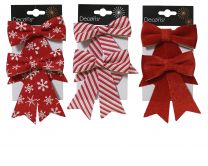 Okrasek za jelko mašnica rdečo bela 10x13 cm, set 2/1, Kaem.