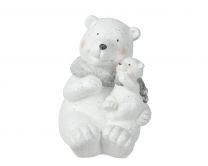 Figura božična medvedka bela z bleščicami 29 cm, Kaem.