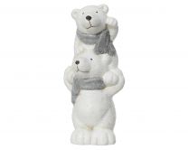 Figura božična medvedka bela z bleščicami 17 cm, Kaem.