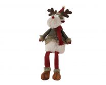 Figura božična jelenček sedeč zeleno bel 70 cm, Kaem.