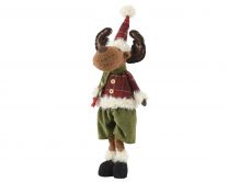 Figura božična jelenček stoječ zeleno rdeč 64 cm, Kaem.