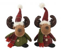 Figura božična jelenček stoječ zeleno rdeč 40 cm, Kaem.