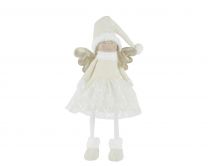 Figura božična punčka stoječa zlato/bela 81 cm, Kaem.