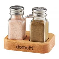 Doza  za sol/poper na lesenem stojalu, set 3/1 
