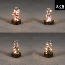 Figura v stekl. zvonu na podstavku z LED lučko, 4 motivi
