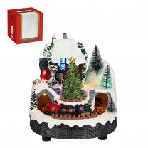 Dekoracija božična pokrajina z vlakcem 14,5x14x18 cm, Edel.