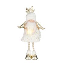 Figura angel punčka bela  led 43 cm, Edel.
