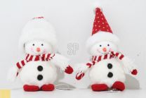 Figura  božična snežak belo/rdeč 19 cm, Koop.