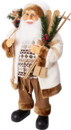 Figura božična božiček rjavo/bel s smučkami 80 cm, Koo.