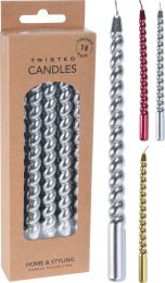 Sveča konusna, 17cm, 10/1, srebrna/zlata, rdeča