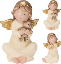 Figura božična angel zlat sedeč 32 cm, Koo.