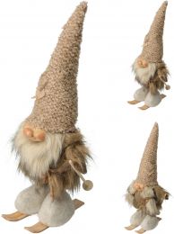 Figura božična palček rjav na smučkah 37 cm, Koop.