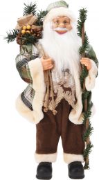 Figura božična božiček rjavo zelen s palico 60 cm, Koo.