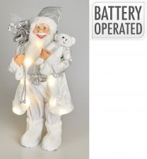 Figura božična božiček srebrn led 60 cm, Koo.