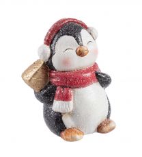 Figura pingvin z rdečim šalom 11 cm, Bizz.