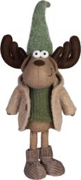 Figura božična jelenček zeleno rjav s plašščkom 53 cm, Slov.