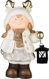Figura božična punčka z lanterno 40 cm, Slov.