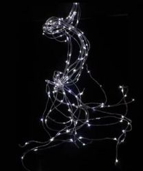 Lučke zavesa 300 led nano hladno bela srebrna žica 3 m, IP 44, Koo.