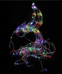 Lučke zavesa 300 led nano barvne srebrna žica 3 m, IP 44, Koo.