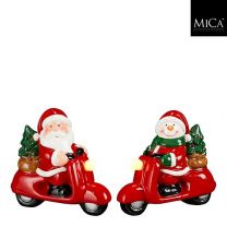 Figura Santa na motorju z LED lučko, 12cm

